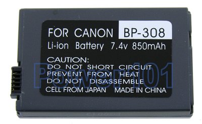 BP-308 battery for Canon Li-Ion 7.4V 850mAh