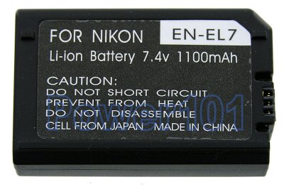 EN-EL7 battery for Nikon Li-Ion 7.4V 1100mAh