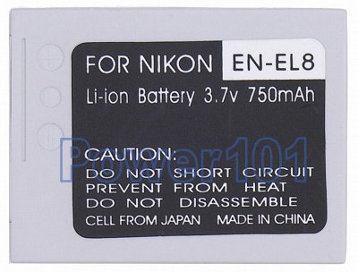 EN-EL8 battery for Nikon Li-Ion 3.7V 750mAh