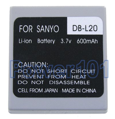 DB-L20 battery for Sanyo Li-Ion 3.7V 600mAh
