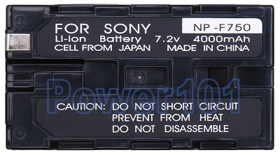 NP-F750 battery for Sony Li-Ion 7.2V 4000mAh
