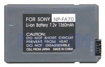NP-FA70 battery for Sony Li-Ion 7.2V 1360mAh
