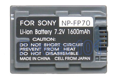 NP-FP70D battery for Sony Li-Ion 7.2V 1600mAh (with LED)