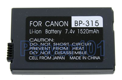 BP-315 battery for Canon Li-Ion 7.4V 1520mAh