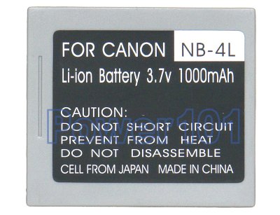 NB-4L battery for Canon Li-Ion 3.7V 1000mAh
